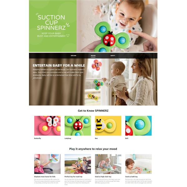 1 Year Old Spinners for Babies 3 Pcs Silicone Suction Cup Sensory Toys Gender Unisex