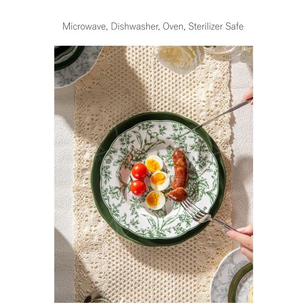 Кухонный столешничный стол под стеклянной техникой Порцелановая посуда набор с диатомами плацематов