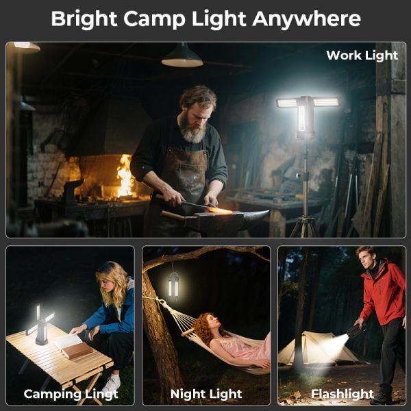 Lighting And Circuitry Design 16000mAh Magnetic Foldable LED Camping Light Four Leaf Lighting Solutions Outdoor Adventures