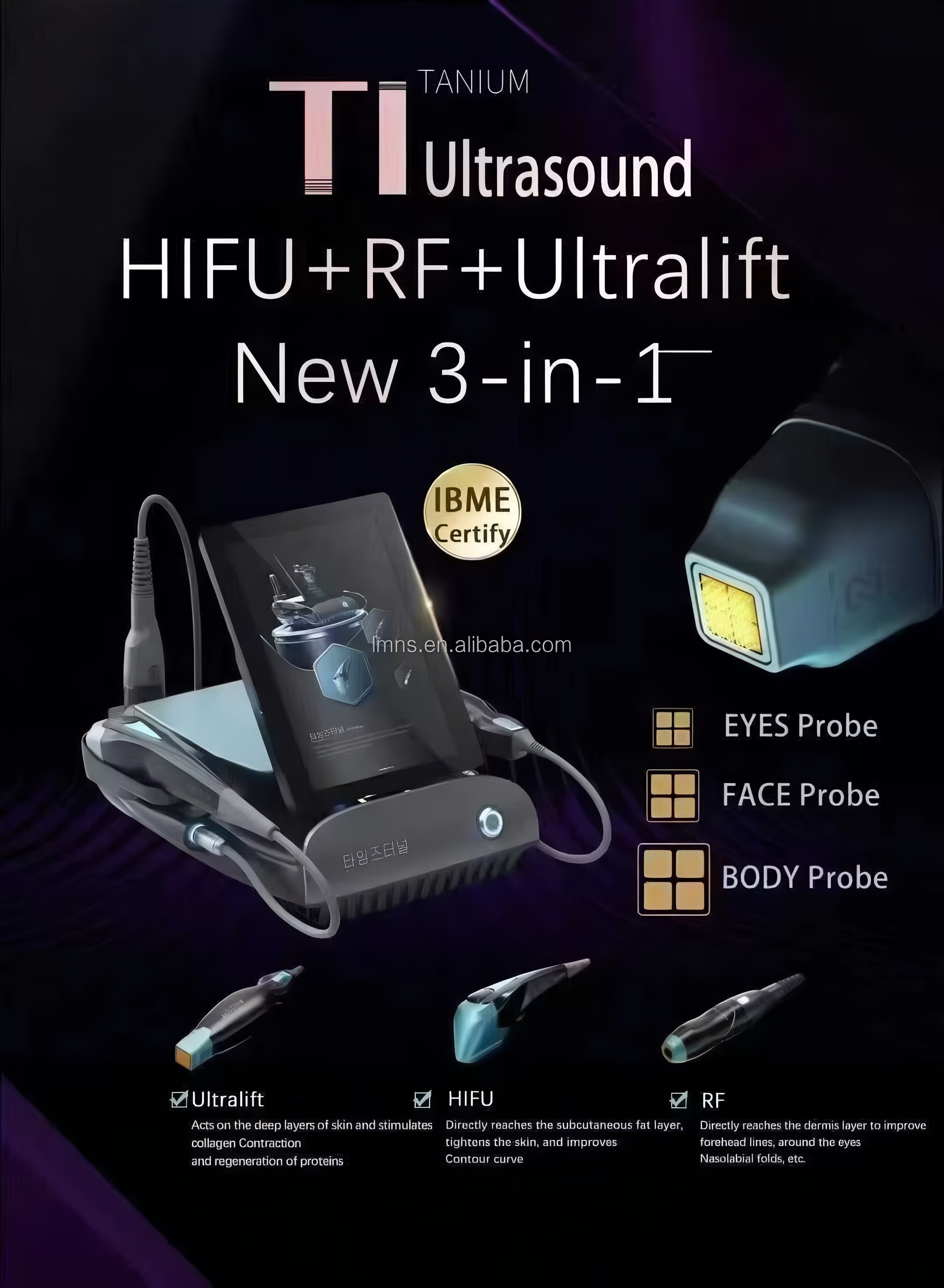3-in-1 Titanium HIFU Machine | HIFU RF V-MAX Face & Body