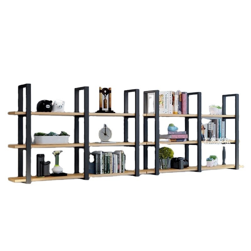 Multi-Purpose Metal and Bamboo Wall Mount Shelves for Living Room