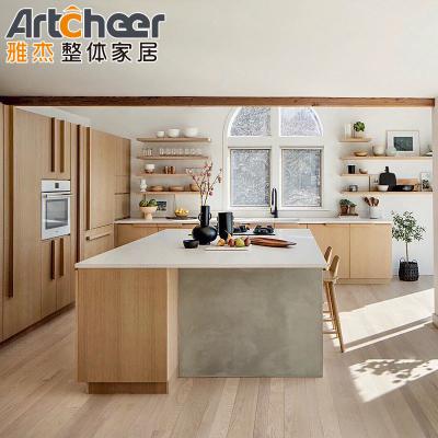 Contemporary High Gloss Kitchen Units Cabinets American Walnut Wood Veneer Cabinet