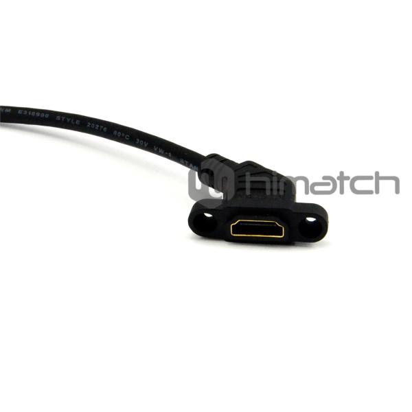FHD 1080P Industrial HDMI Cable Male To Female Black Color With Panel Mount
