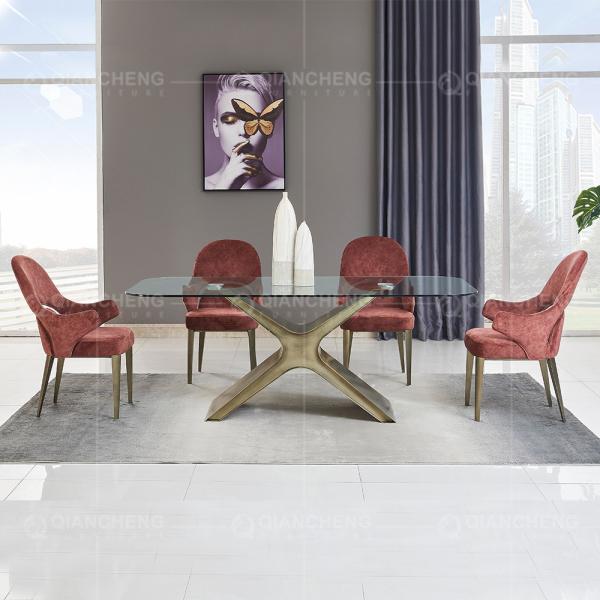 78inch Tempered Glass Dining Room Table Carbon Steel 8 Seater Dining Table