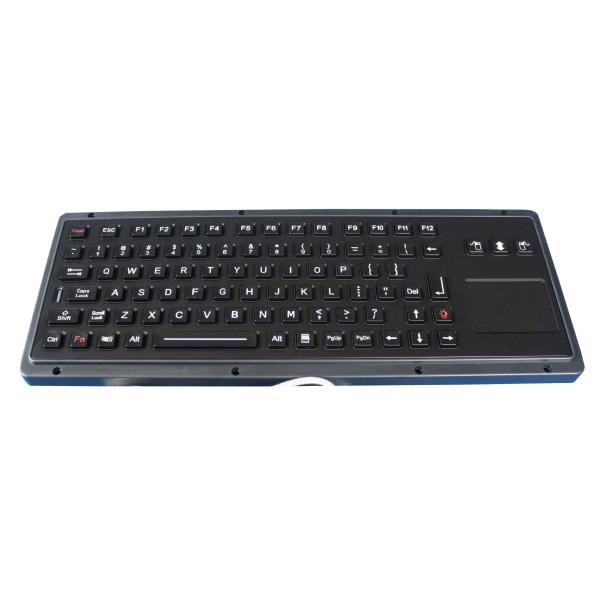 Black dustproof industrial backlit illuminated keyboard with touchpad RoHS CE