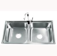 50/50 double évier de cuisine de la cuvette solides solubles de bassin fendu avec le robinet plaqué