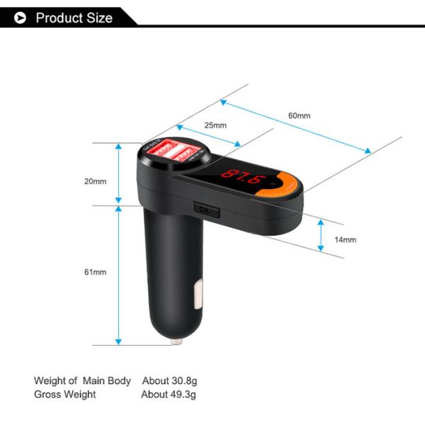 Multifunction Colorful Car Audio Bluetooth Adapter With Digital Tube Display