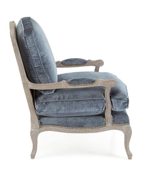 Louis antique living room fniture upholstery accent chair wooden fram chair reclining velvet sofa chair with nails