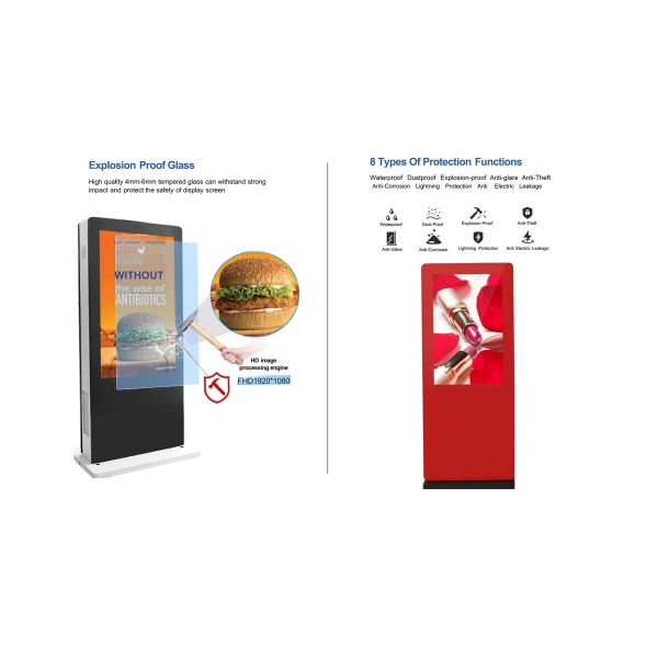 MJK 32 Inch Outdoor Digital Signage Kiosk with High Brightness LCD IP65 Rated Touch Screen for Elevator Use