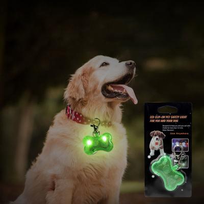 Silicone Luminous Pet Tag Anti Loss Dog Bone Tag LED Flashing Dog Collar Tag