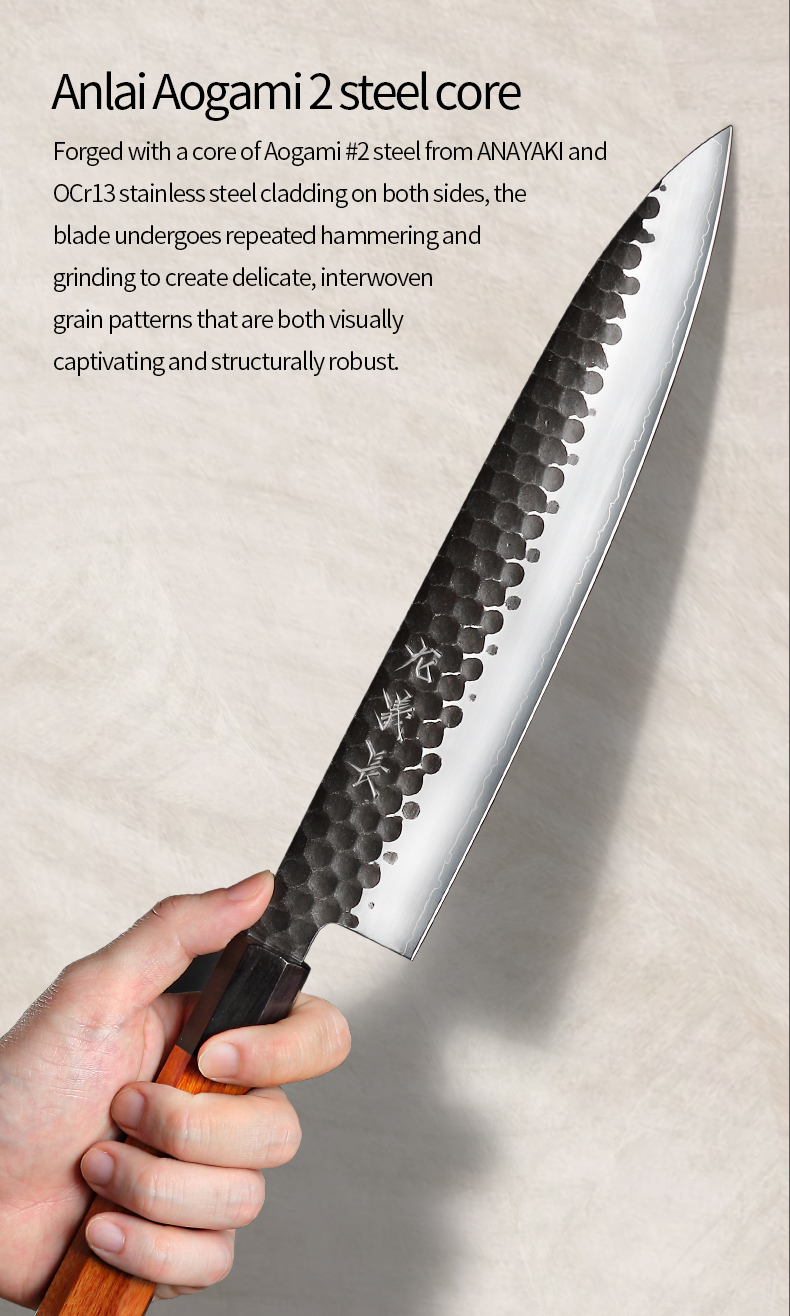 Aogami 2 Gyuto Knife Hand‑Forged Japanese Chef’s Knife for Professional Kitchen
