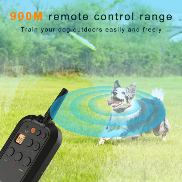 Professional Multifunctional Waterproof IPX7 Nylon Fashion Dog Training Equipment 900 Meters Remote Control Rechargeable Barking
