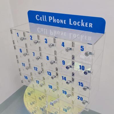 Plexiglass Lockable Acrylic Display Cabinet Case Mobile Phone Locker Staff Storage 20.5x7x16.5inch