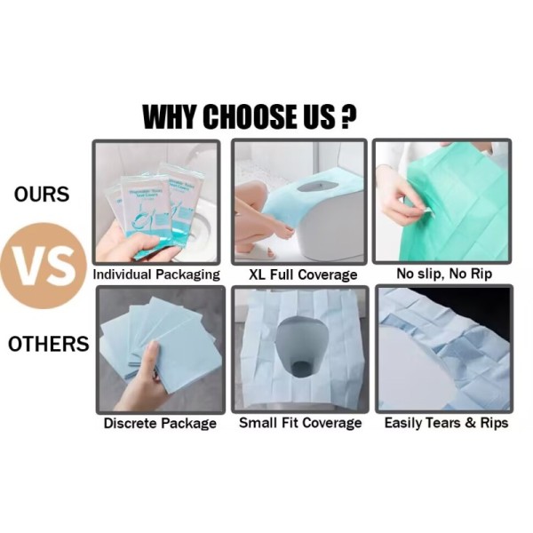 Toilet Seat Covers Disposable 16x24 Inch XL Portable Toilet Liners Travel Seat Cover For Outdoors,Hotel, Hospital, Travel, Public Toilet Seat Cover