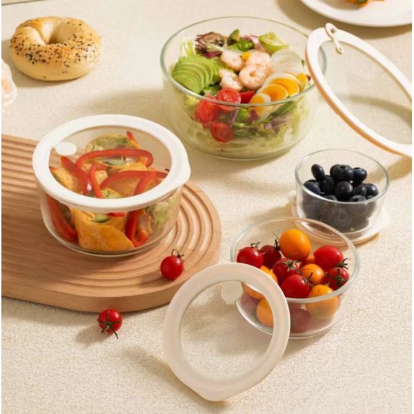 Vented Glass Lid Container with PP Frame Nestable and Oven Safe Food Storage Container