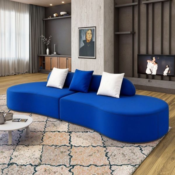 Modern Internet Celebrity Full Lounge Sofa Set Living Room Curved Semi-Circle Couch Vacuum Compression Memory Foam for Villas