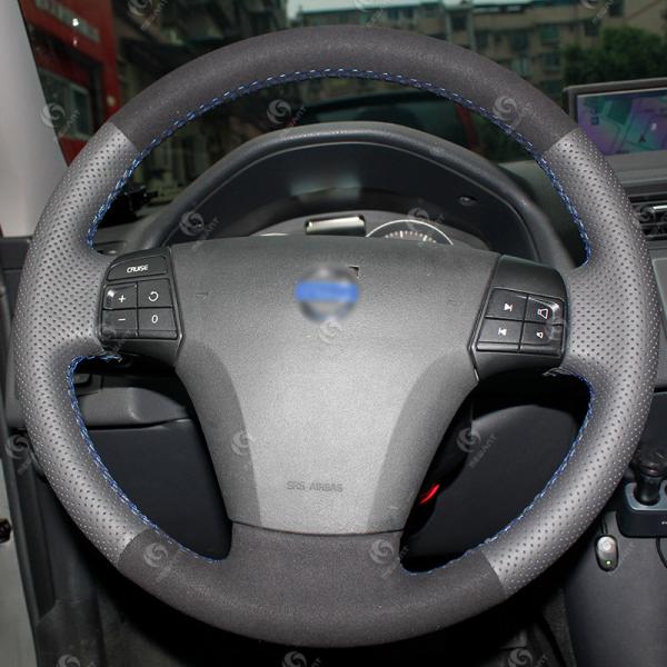 Black Leather Custom Steering Wheel Covers For Cars for Volvo S40 V50 S80 XC60 XC70 V70 C70 XC90 S60 V40 V60