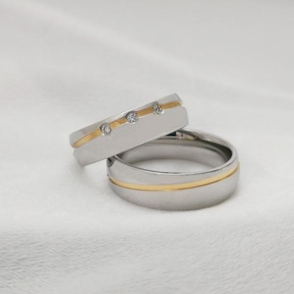 Couples Cubic Zirconia Stainless Steel Rings 6mm Silver Gold Knurling Diamond Patterns