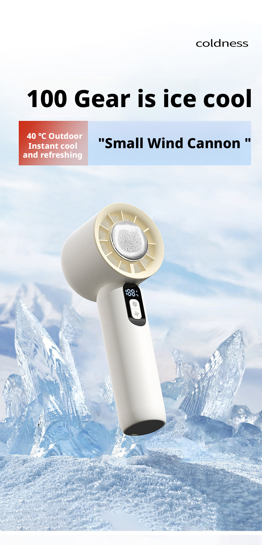 100 Speed High Speed Mini Portable Fan With 2000mAh Battery And Brushless Motor