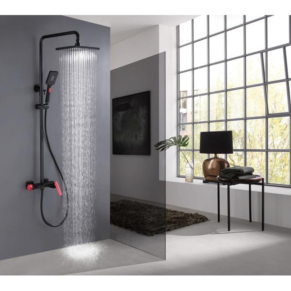 Wall Mounted Bathroom Brass Brushed Shower Column Faucet Set with Ceramic Valve Core