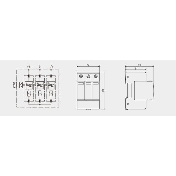 TYPV3 1000 Tipo 2 Aparato de protección contra sobretensiones fotovoltaicas