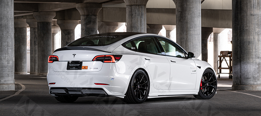 Dry Carbon Fiber Rear Diffuser Compatible Tesla Model 3 2019 Plus Rear Bumper Diffuser Body Kits Upgrade
