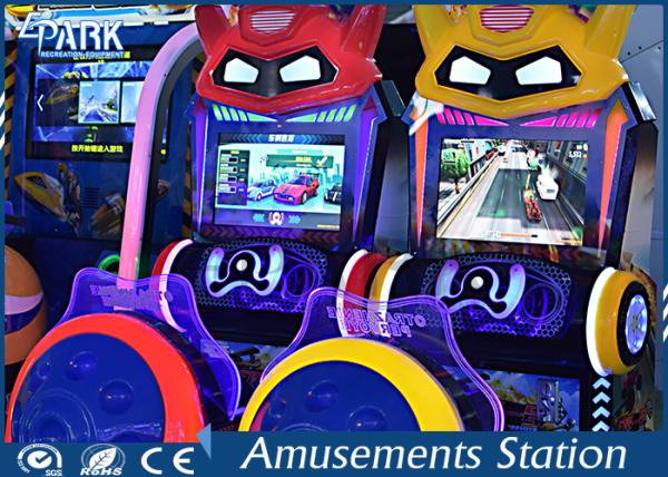 Indoor Driving Arcade Cabinet / Game Machine For Kids 3 Lives Cartoon Style