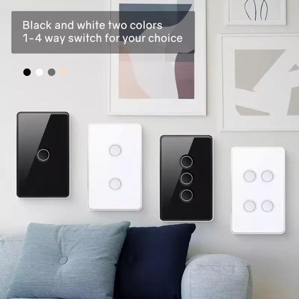 Glomarket Tuya Zigbee/wifi EU Tempered Glass Concave Button Touch Light Switch 1/2/3/4 Gang Wifi Wall Switch Work With Google Alexa