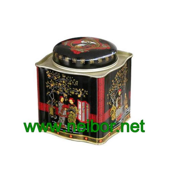 Airtight tea tin container tea caddy tea box tea canister with wave pattern sides