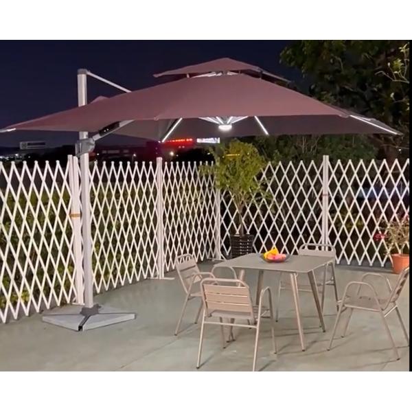 OEM Aluminum Frame Parasol Cantilever Patio Umbrella With White LED Lights