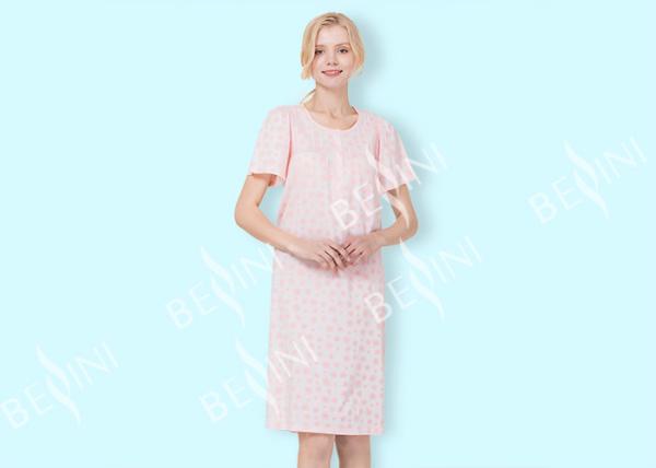 Personalized Ladies Night Dresses Sleepwear / 100 Cotton Short Sleeve Nightgown