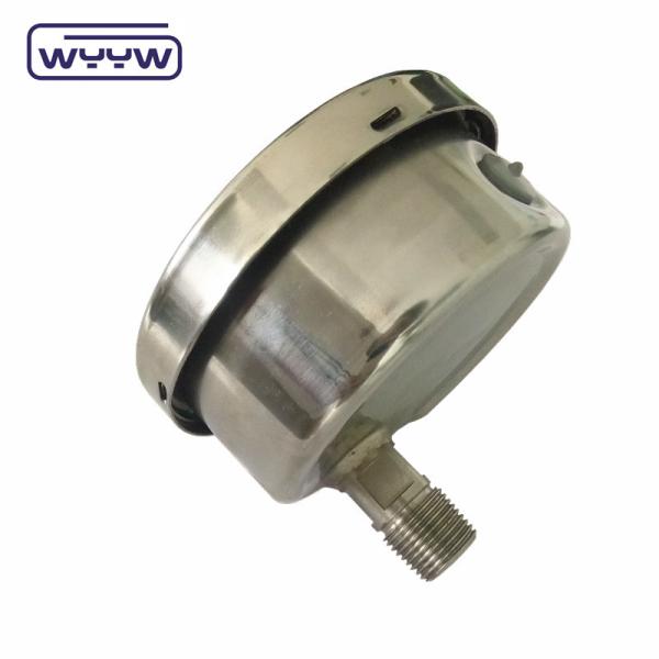 Conexão traseira Medidor de pressão de 100 mm com óleo Ss304 aço inoxidável