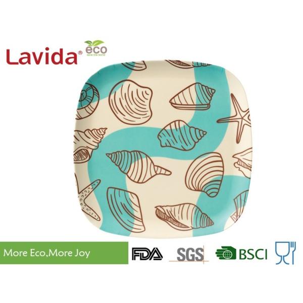 Cute fresh Ocean sea shell Pattern Bamboo Fibre Square Side Plate Sandwich dish