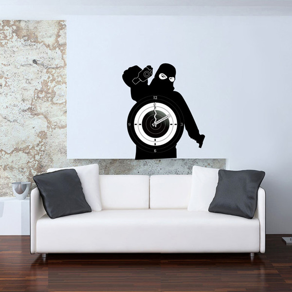 25A015 Personalized Home Decoration Wall Sticker Clock with 25 *25 cm Metal Clock