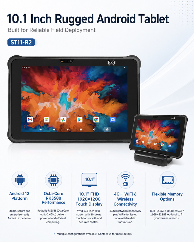 Rugged Tablet 10.1 Inch Connects Equipment Tracking with Onsite Team Data Reports
