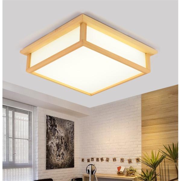 Japanese wooden square led ceiling light minimalist modern bedrooms lamp(WH-WA-34)