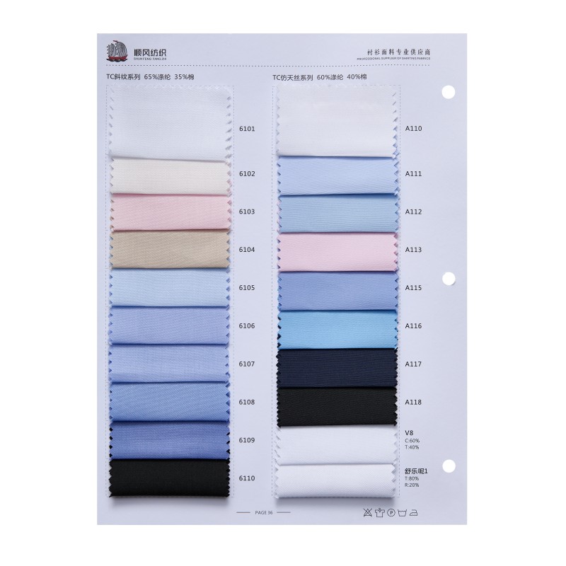 Moisture Absorbing TC Twill Fabric Skin Friendly Twill Crisp Light Blue
