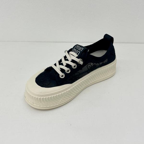 Mid Top Breathable Mesh Sneakers Black Womens Fashion Trainers