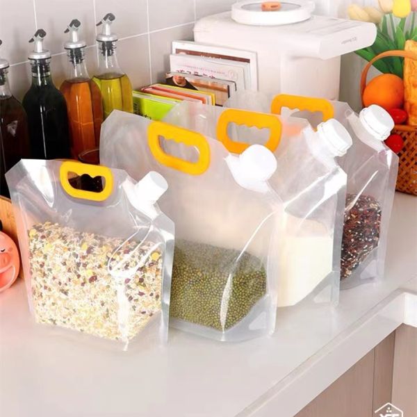 Food Grade Moisture-Proof Resealable Spout Stand-Up Pouches with Handle for Grains Nuts Dry Food & Liquid Beverage Storage