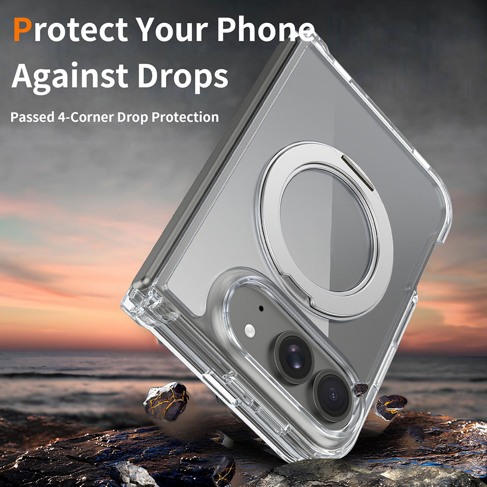 Laudtec Wholesales Slim Durable Design Foldable Case for iPhone 18- Hard PC Back Magnetic 360 ° Rotating Kickstand