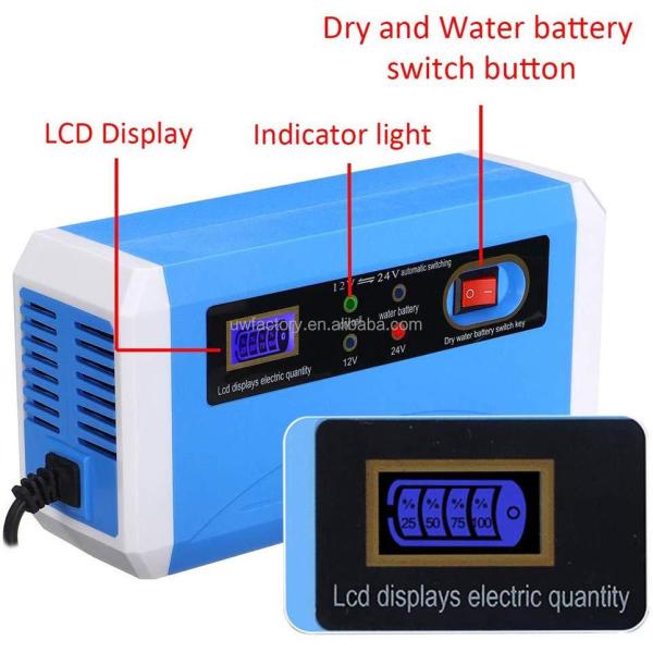 Automatic Switching 12V/24V 10A Car Lead Acid Battery Charger for Motorcycle Dry Cell Water Battery OEM/ODM Accepted