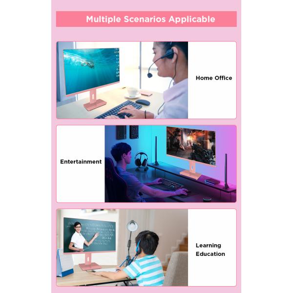 Color rosa LED de 27 pulgadas Monitor de juegos de PC 1K 2K 4K 100Hz 144Hz 165Hz 200Hz 240Hz Altura ajustable