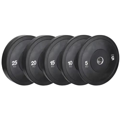 Iron Coated Rubber Gym Weight Plates 5 LB 10 LB 25 LB 35 LB 45 LB Tri Grip Weight Plates
