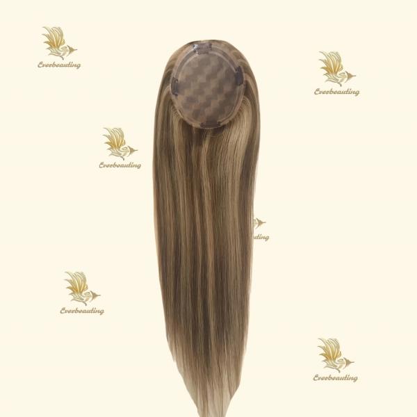 Human Hair Virgin Cuticle Aligned Silk Mono Base Mongolian Hair Topper for Women
