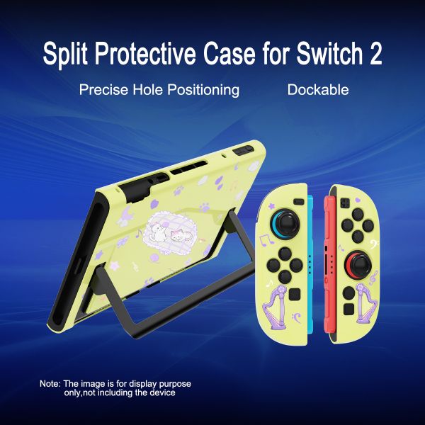 Pastel Yellow Macaron Split Case for Switch 2 & PC - Cute Cartoon Girl Detachable Protective Shell