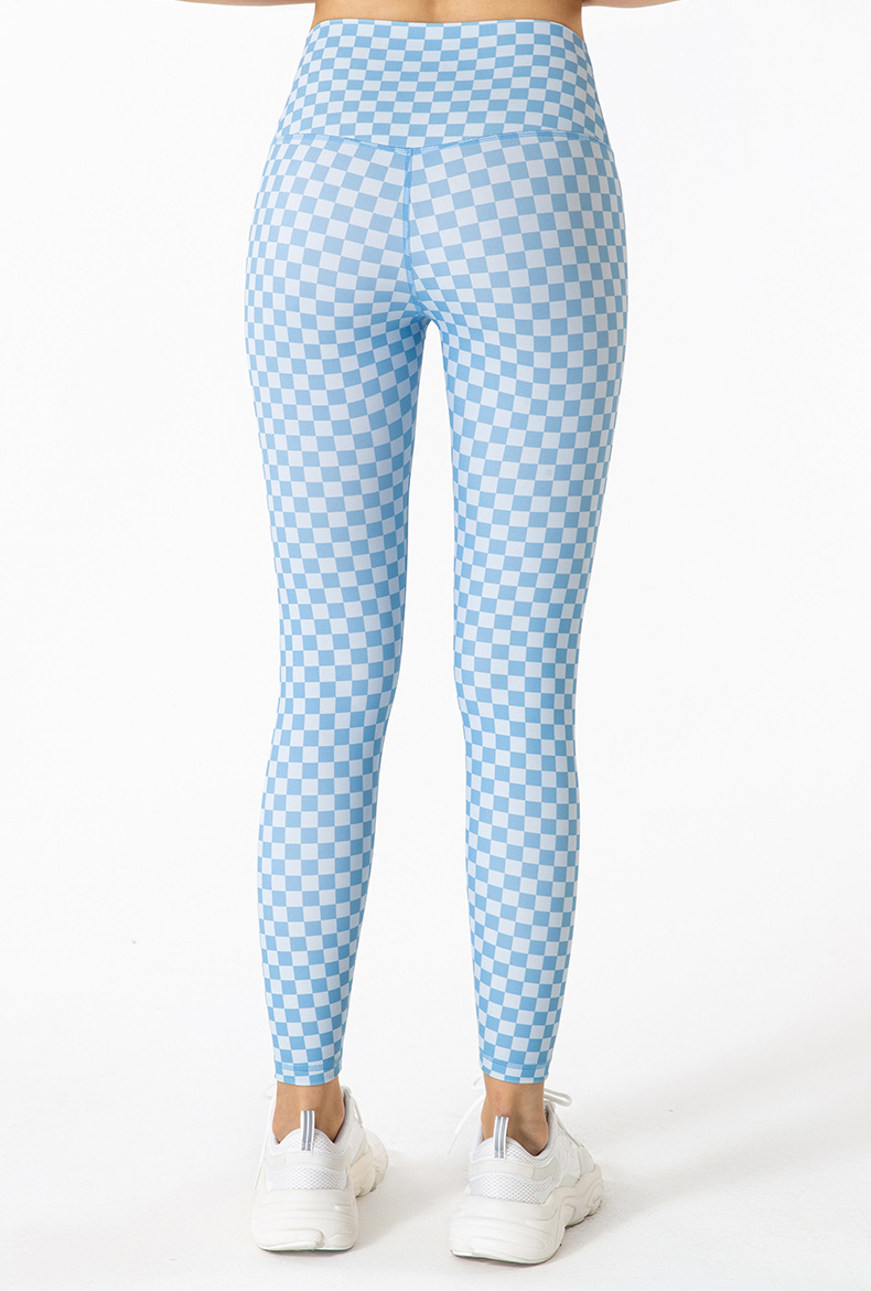 Решетка высокое Waisted шахматной доски брюк йоги XL женщин разминки Wicking пота