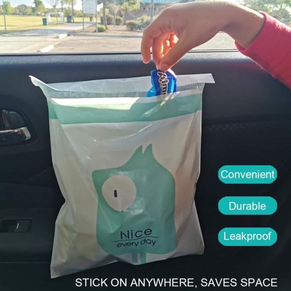 Biodegradable Easy Stick-On Disposable Car Trash Bag, Compostable Cornstarchbag Leakproof Vomit Bag, Kitchen Storage Bag