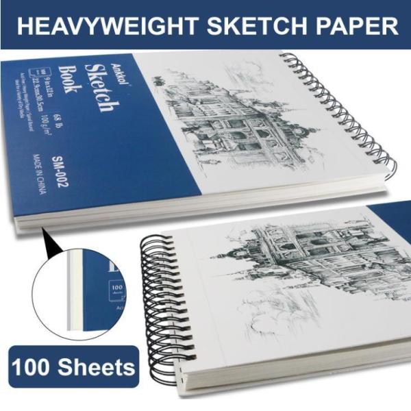 A5 Spiral Bound Sketchbook 100 Sheets of Sturdy Acid Free Drawing Paper for Adults Teens