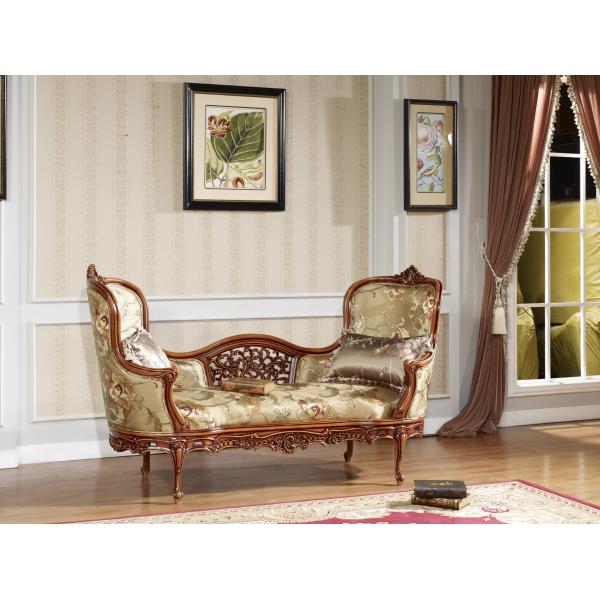 Champagne Hand Carved Luxury Chaise Lounge Chaise Lounge Sofa Flower Print