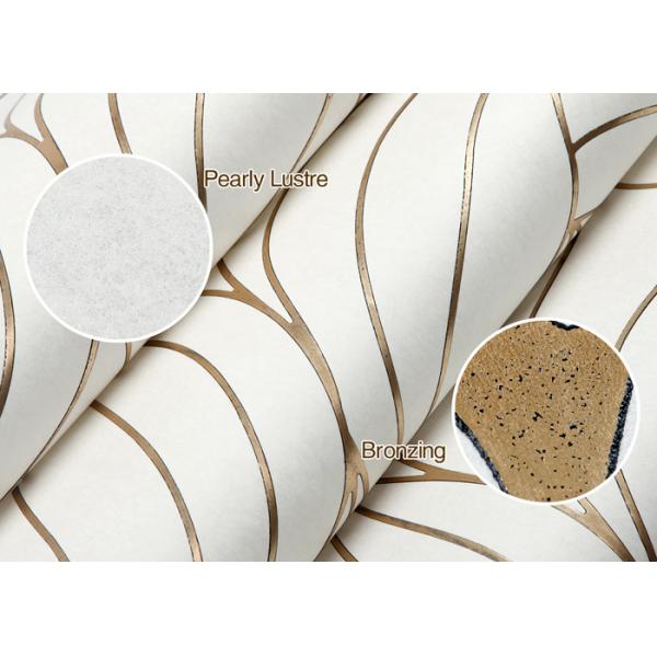 White Modern Wall Covering Non Woven Wallpaper Sound Absorbing With Geometric Pattern